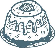 Hand Drawn Icing Covered Cinnamon Roll for Bakery and Dessert Illustrations vector