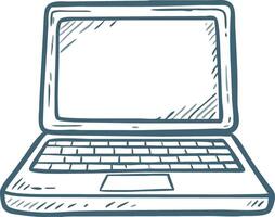 Illustration of Laptop Computer in Simple Hand Drawn Style vector