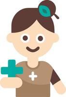 Friendly Cartoon Nurse Holding First Aid Cross Illustration vector