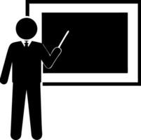 Business Presentation Silhouette Teacher Pointing at Blackboard Graphic vector