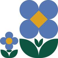 Blue Flower Illustration with Geometric Design and Bold Colors for Decorative Use vector