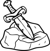 Illustration of Sword in Stone Symbolizing Legend and Strength vector