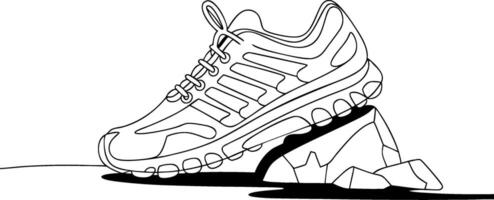Athletic Running Shoe Illustration on Rocky Surface vector