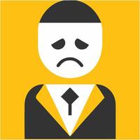 Sad Businessman Emotional Expression in Yellow Background vector