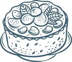 Illustration of Decorative Fruit Topped Cake Design for Bakery Packaging vector