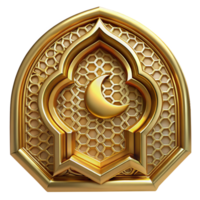 Islamic Decorative Art with Crescent and Star in Gold png