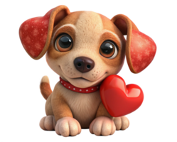 Fluffy Puppy Holding a Heart Ornament png