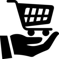Shopping Cart in Hand for E-commerce and Retail Business Concepts vector