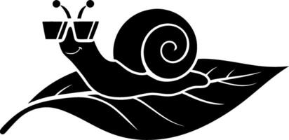 Cool Snail Wearing Sunglasses on Leaf Illustration for Fun and Whimsical Designs vector