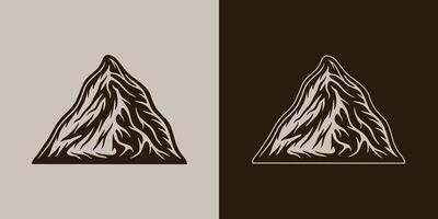 Two mountain peaks, one in black and one in white vector