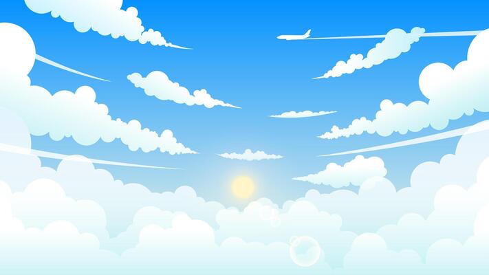 illustration of blue sky with white clouds background