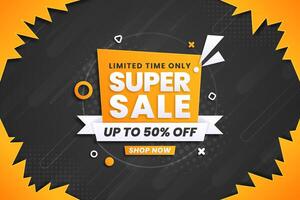 Gradient super sale with black and yellow abstract flat geometric background vector