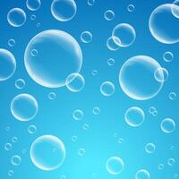 Elegant shiny realistic blue bubbles background vector