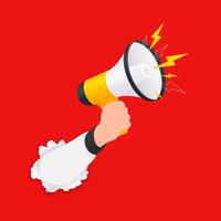 illustration of megaphone and loudspeaker with hand vector