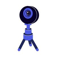 Camera icon, blogger maker, live streamed, content creator, illustration, isolated on white background. Fashion patch, badge, emblem. For web and mobile graphic design vector