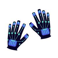 Futuristic VR or AR gloves technology trendy flat illustration isolated on white background. For web and mobile graphic design. Modern technology and new experience vector