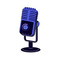 Studio Microphone for podcast. Broadcast recording. Listen to educational content. Online radio. Audio streaming service. Contemporary art isolated on whie background vector