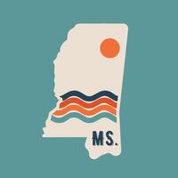 Mississippi River Line with Retro Color vector