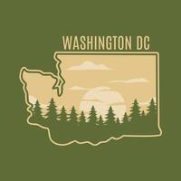 Washington DC Forest Sunset Silhouette with Trees and Clouds vector