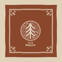 Wild Nature Rustic Tree Design Bandana vector