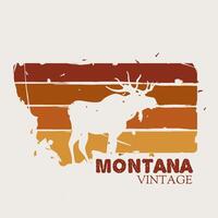 Montana Vintage Moose Silhouette Design vector