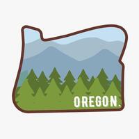 Oregon map with Forest and Mountain Scenery Perfect for Print, Apparel, etc vector