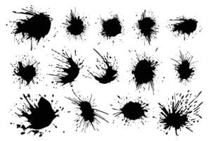 set of flat design ink splash element vector