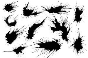 set of ink splashes hand drawn paint design element vector