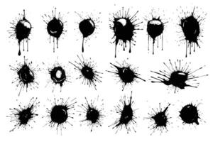 set of circular flat design ink splash element vector