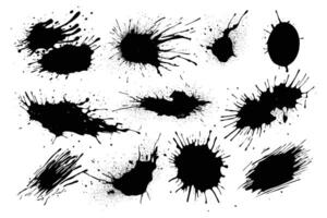 collection of black flat design ink splash element vector