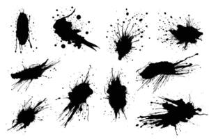 collection of ink splashes hand drawn paint design element vector