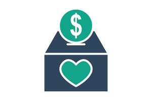 Donate box icon. solid icon style. icon related to charity. donation elements illustration vector