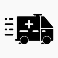 Design Illustration graphic of ambulance icon with glyph style. Suitable for UI, mobile design, web design, etc. vector