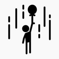 Design Illustration graphic of flying man icon with glyph style. Suitable for UI, mobile design, web design, etc. vector