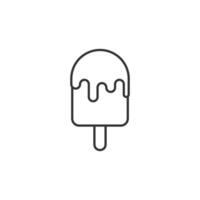 Outline Ice Cream Icon with Melting Details on White Background vector