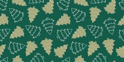 Christmas cute winter seamless pattern with Christmas trees with decorations. Happy New Year background. For print, menu, wrapping paper, wallpaper, packaging, banner, poster, header vector