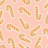 Christmas pattern with candy cane cookies. Winter holiday design for greeting card, invitation, cover, calendar, social media posts, menu, fabric, print vector