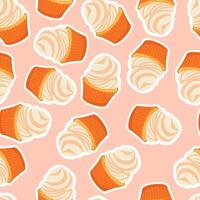 Seamless pattern with cupcake. Winter holiday design for greeting card, invitation, cover, calendar, social media posts, menu, fabric, print vector