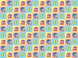 Elephant and Whale Wrapping paper seamless design vector