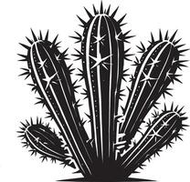 Sophisticated big cactus silhouette illustration on a white canvas vector