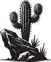 Unique big cactus shape illustration on a white canvas vector