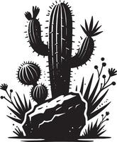 Graceful big cactus shadow design on pure white background vector