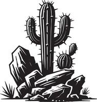Textured big cactus shape design on a pristine white canvas vector