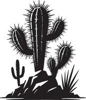 Artistic big cactus shadow illustration on a white canvas vector