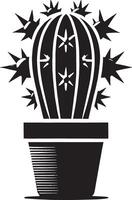 Bold desert cactus shadow illustration on a blank white surface vector