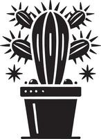 Graceful desert cactus shadow design on pure white background vector
