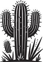 Inspired big cactus shadow artwork on white background vector