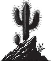 Charming big cactus silhouette design on a crisp white backdrop vector