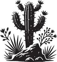 Emotive big cactus shape artwork on a pure white surface vector