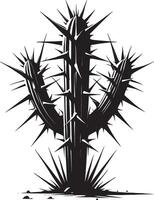 Dynamic cactus shadow illustration on a pure white canvas vector